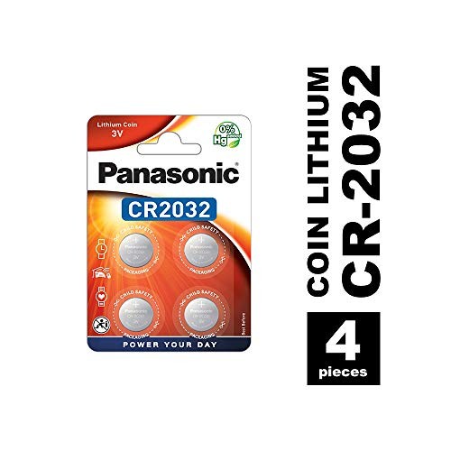 Panasonic Batterie Lithium, Knopfzelle, CR2032, 3V Electronics, Lithium Power, Retail Blister (4-Pac
