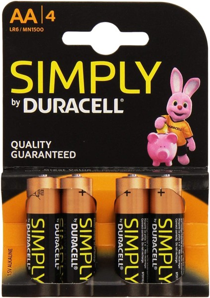 Duracell Simply AA 4 Pack Alkali 1.5 V