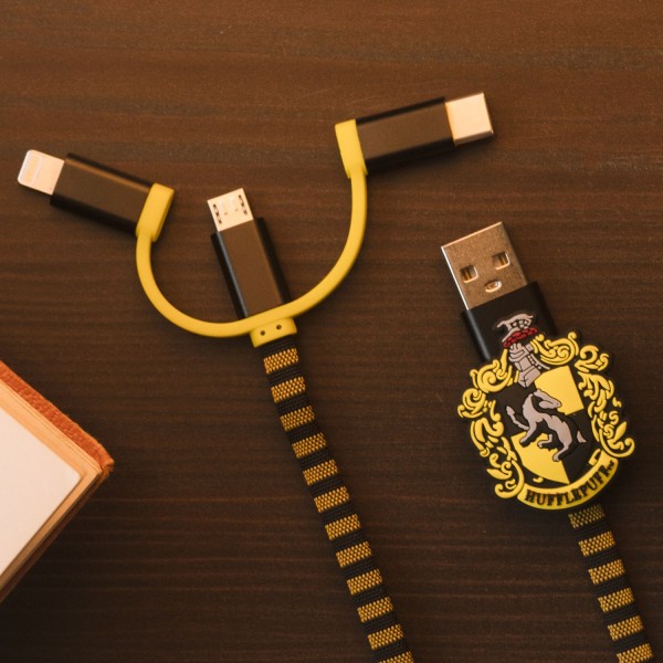 Hogwarts Hufflepuff 3in1-Ladekabel Scarf-Cable (Lightning/Micro/USB-C)